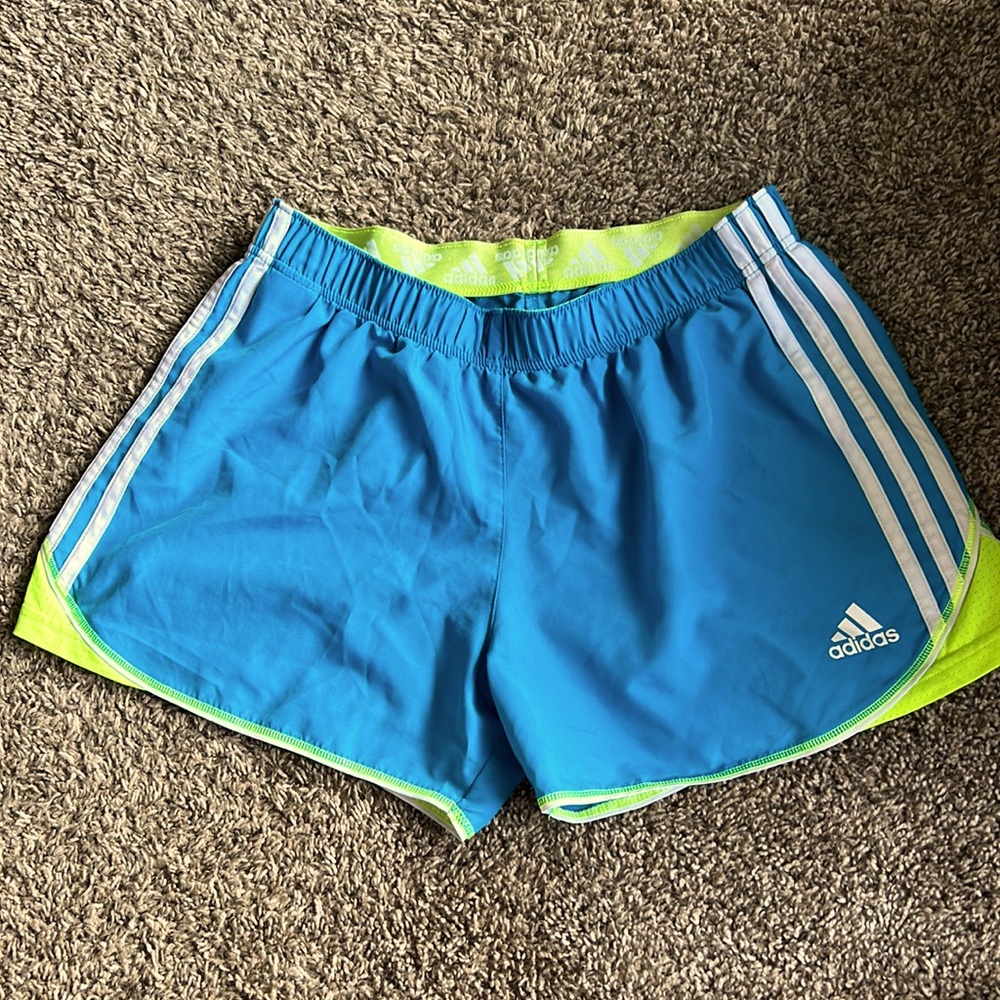 Adidas blue and neon shorts